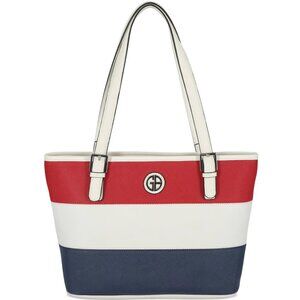 Giani Bernini Rugby Saffiano Red, White & Blue Medium Tote